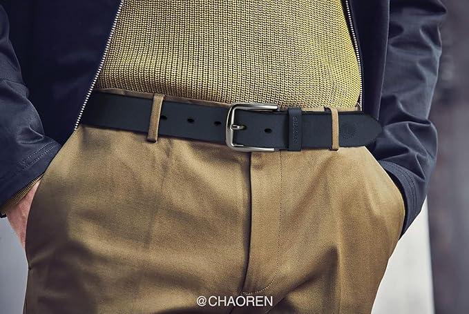 CHAOREN Mens Belts Leather - 35mm Genuine Leather Belt for Jeans - Men Gift for Casual Dress
