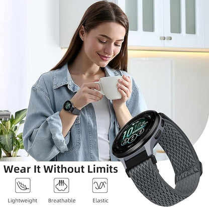 GEAK 22mm Quick Release Watch Band Compatible with Garmin Venu 4 45mm /Venu 2 3/Vivoactive 4 45mm,Solo Loop Adjustable Elastic Nylon Watch Strap Replacement Wristband for Forerunner 265/255 Men Women