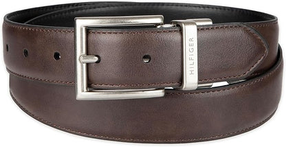 Tommy Hilfiger Men's Reversible Leather Belt, 2‑in‑1 Design for Dress Or Casual Wear