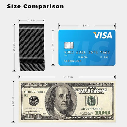 MONOCARBON Carbon-Fiber-Money-Clip-for-Men, Minimalist-Money-Holder for Cash, High Elastic Carbon-Fiber-Wallet, Slim and Durable