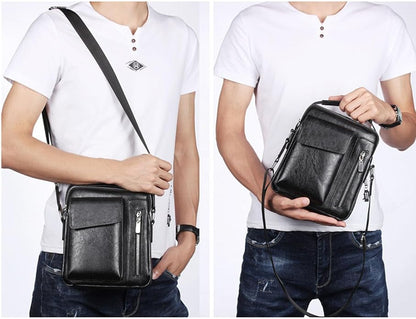 Men's Leather Crossbody Bag, Casual leather Bag for Men, Crossbody Bag Office Business,Handbag Purse Zipper
