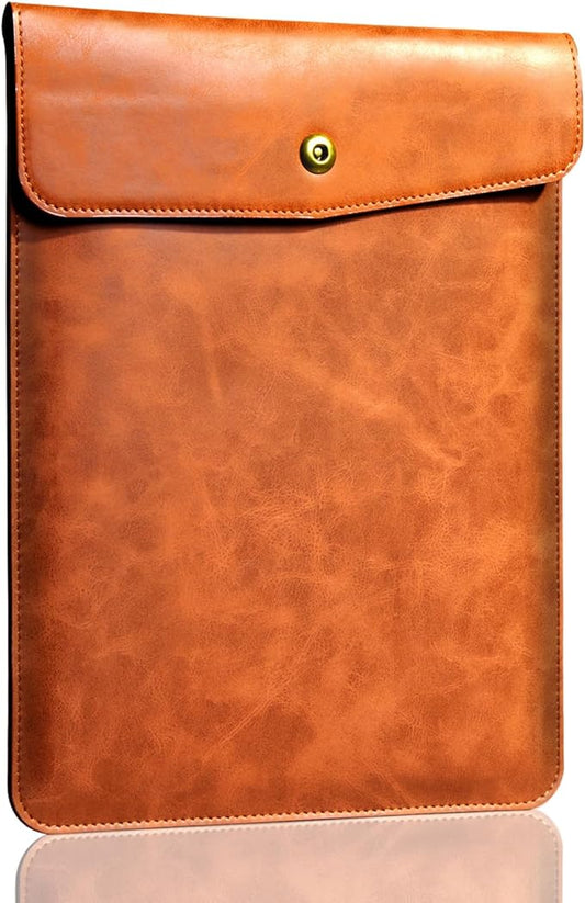Leather Laptop Sleeve 14 Inch for MacBook Pro 14 Inch M5 M4 M3 M2 M1 Pro/Max Case,Premium Protective Case Cover with Magnetic Closure-Brown