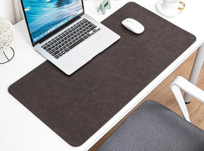 13.7X27.5” Faux Leather Desk Mat Large Gaming Mouse Pad Office Writing Pad Non-Slip Waterproof Surface (Darkbrown)