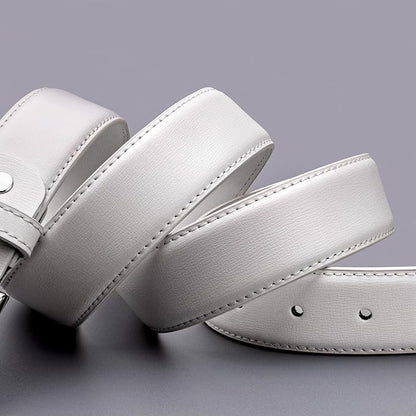 maikun Mens Black Leather Belt, Casual Dress Belts For Men, Classic Design Pin Buckle