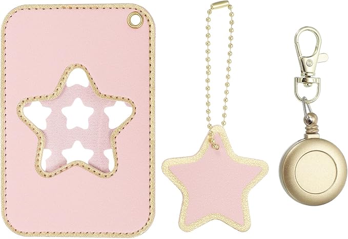 PATIKIL Retractable Badge Holders, Cute Leather ID Holder with Badge Reels Keychain ID Card Clip Protector Cover for Women Work Office Business Trip, Pink
