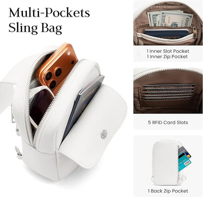 befen Genuine Leather Anti Theft Small Crossbody Bags for Women, RFID Cross Body Sling Chest Bags Fanny Packs Travel Purse