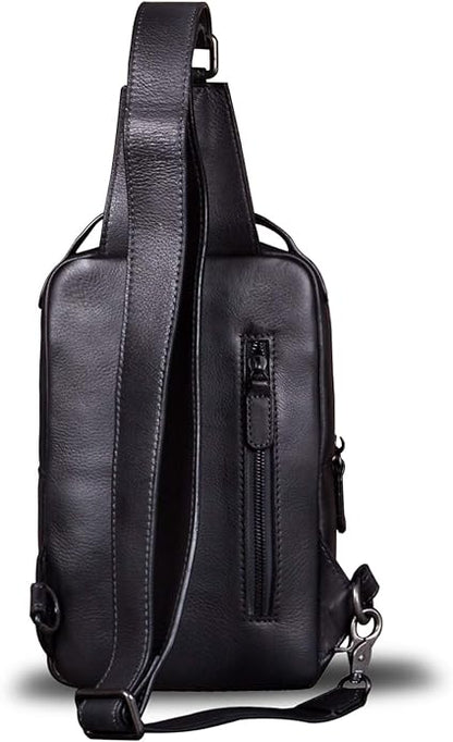 Genuine Leather Sling Bag for Men and Women Vintage Real Leather Sling Backpack Shoulder Crossbody Bags Chest Purse