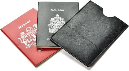 XEYOU Passport Holder Cover - Ultra Slim Premium Vegan Leather Travel Wallet Case Cover (Black)
