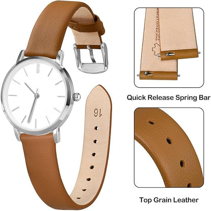 ANNEFIT Watch Bands for Men Women, Top Grain Leather Watch Strap with Quick Release, Band Width 12mm 13mm 14mm 16mm 18mm 20mm 22mm