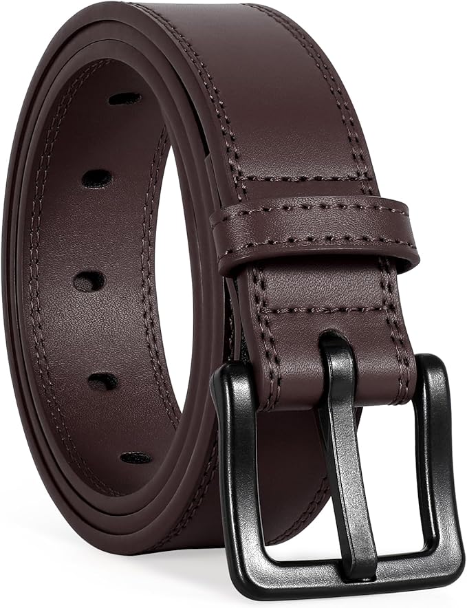 VONMELLI Nickel Free Leather Belt for Men, Non Metal TSA Approved Men’s Belt for Jeans with Hypoallergenic Buckle