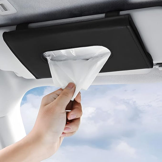 Car Tissue Holder for Smooth Dispensing, Includes Lotion Facial Tissues, Secure Mount Napkin Organizer for Vehicles, Universal Compatibility with Standard Refills, Slim Design for Easy Access