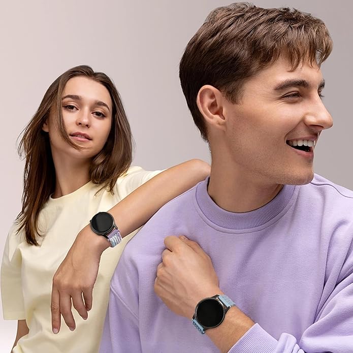 20mm Magnetic Braided Nylon Band Compatible With Garmin Vivoactive 6/Vivoactive 5/3/3 Music Watch Bands, Quick Release Stretchy Strap Replacement for Venu Sq 2/Forerunner 55/165/245/645
