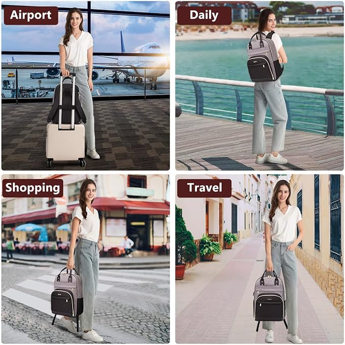 bagswan Laptop Backpack for Women/Men, Fits 15.6 Inch Laptop Bag, Fashion Travel Work Anti-theft Bag, Business Computer Waterproof Backpack Purse, Grey Black
