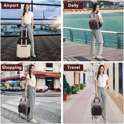 bagswan Laptop Backpack for Women/Men, Fits 15.6 Inch Laptop Bag, Fashion Travel Work Anti-theft Bag, Business Computer Waterproof Backpack Purse, Grey Black