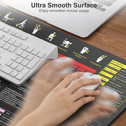 Excel Cheat Sheet Mouse Pad with Magnetic Wireless Charger, 31.5"x15.8" Extended Excel Shortcuts Desk Pad, Waterproof Ultra-Smooth Keyboard Mat, Non-Slip Base