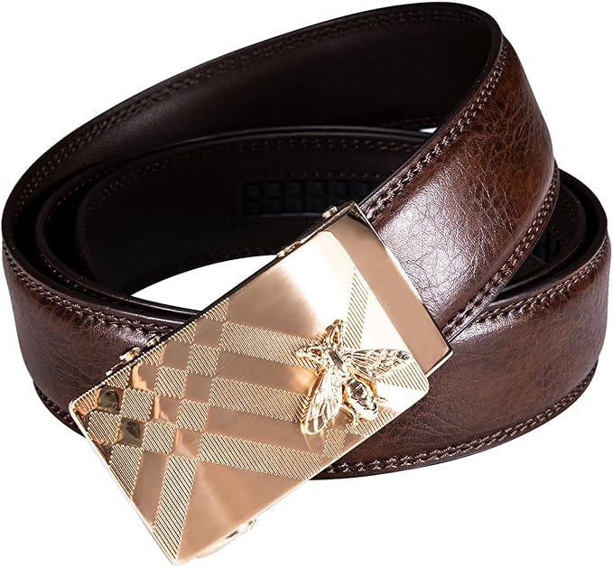 Dubulle Designer Mens Belts, Sliding Automatic Buckle Ratchet Dress Belt TOP Genuine Leather Strap Gifts