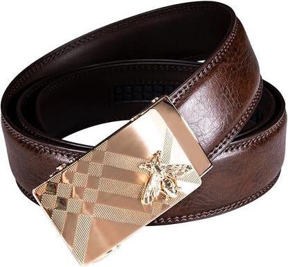 Dubulle Designer Mens Belts, Sliding Automatic Buckle Ratchet Dress Belt TOP Genuine Leather Strap Gifts