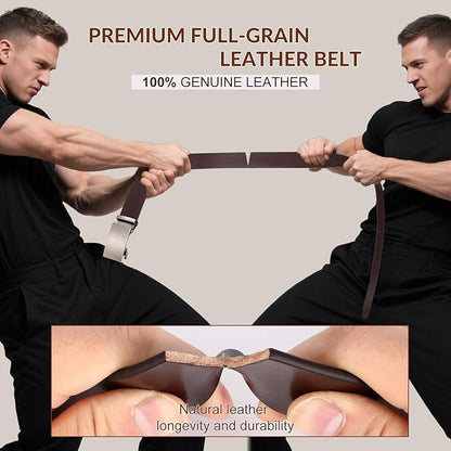 Mens Leather Belt, Ratchet Belts for Men Full Grain Leather Handmade, 100% Italian Top Genuine Leather Dress Belt