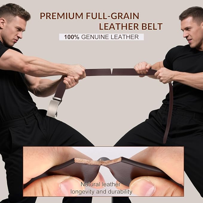 Mens Leather Belt, Ratchet Belts for Men Full Grain Leather Handmade, 100% Italian Top Genuine Leather Dress Belt