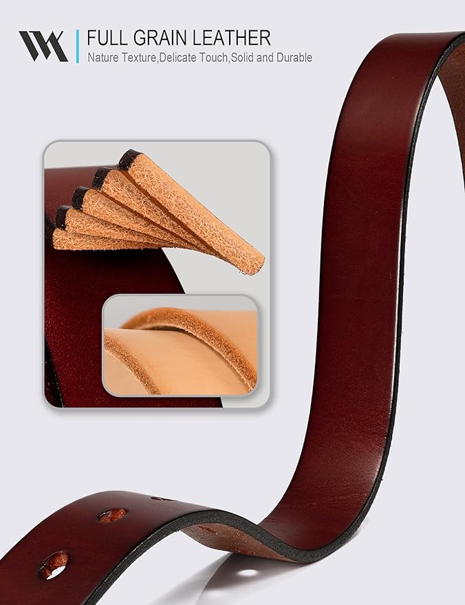WOLFANT Full Grain Leather Belt for Women,1.1" Ladies Casual leather Jean Belt with Vintage Square buckle in Gift Box