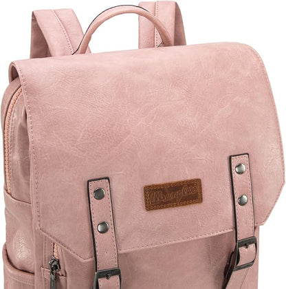 Montana West Wrangler Laptop Backpack with USB Charging Port, Vintage Travel Work College Bookbag for Women Men
