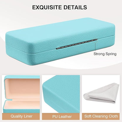Marvolia Glasses Case Hard Shell Square Large Eyeglasses Case PU Leather Protective Case for Sunglasses Eyeglasses