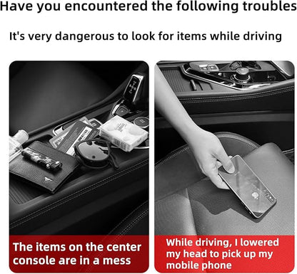 2 Pack Premium Car Seat Gap Filler Organizer - Universal Storage Box with Card Slots for Phones/Keys/Glasses, Fits Cars, SUVs & Trucks (Coffee-colored)