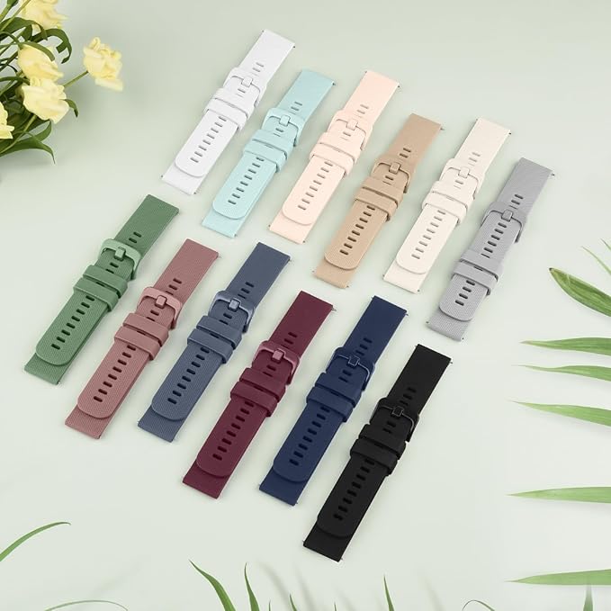 Vanjua 20mm Watch Bands Quick Release Replacement Wristband, 4 Pack Soft Silicone Waterproof Sport Straps Band for Men Women