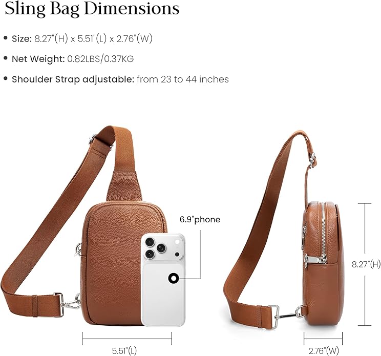 befen Genuine Leather Anti Theft Small Crossbody Bags for Women, RFID Cross Body Sling Chest Bags Fanny Packs Travel Purse