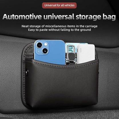 Car Seat Side Pocket Organizer - PU Leather Auto Door Console Mini Storage Bag for Keys, Phone, Sunglasses, Registration, and Documents (Dark Brown)