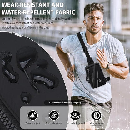 Peicees Small Crossbody Bag for Men Women Mini Sling Bag Travel Running Phone Daypack Cross Body Shoulder Bags, 2 Sizes, Mini Black