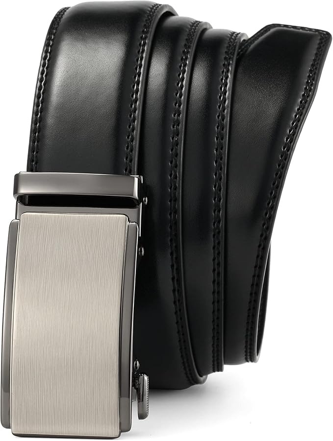Lingli Men's Belt,Ratchet Dress Belt with Automatic Buckle Brown/Black-Trim to Fit-35mm wide