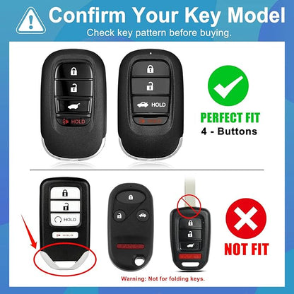 Key Fob Cover for Honda - Premium Soft TPU Shell Full Protection Case with Keychain, Fits Accord Civic HR-V CR-V Pilot Passport, Pink 4-Button