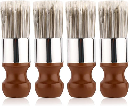 4pcs Salve Brushes for Furniture, Leather Cleaning Brush with Wood Handle and Soft Bristles Repair Cream Balm Applicator Tools for Furniture Home Leather(Salve Not Included)