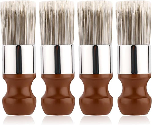 4pcs Salve Brushes for Furniture, Leather Cleaning Brush with Wood Handle and Soft Bristles Repair Cream Balm Applicator Tools for Furniture Home Leather(Salve Not Included)