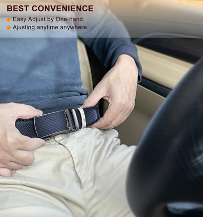 KEMISANT Belt Men, Sliding Ratchet Belt Genuine Leather For Gift Mens Dress Pants Oxfords,Size Adjustable