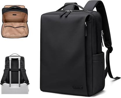 GOLF SUPAGS Imitation Leather Backpack for Women Men Multi-Functional Water-Resistant Casual Daypack for Work, Travel & College Fits 15.6 Inch Laptop (Black)