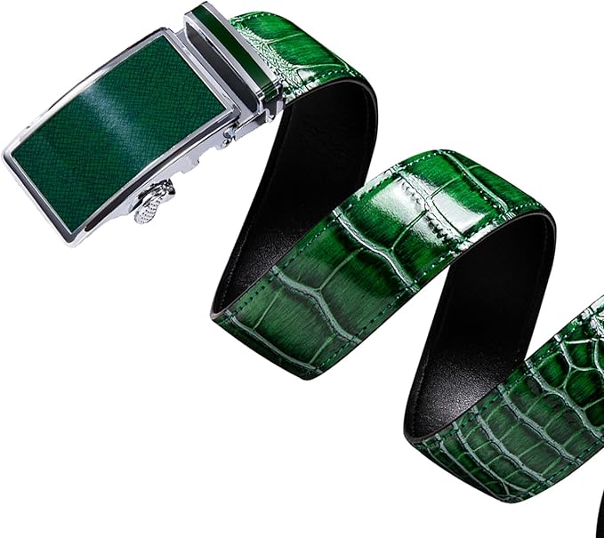 Dubulle Designer Ratchet Belt for Men Leather Fashion Adjustable Automatic Buckle Sliding Removable Dress Casual