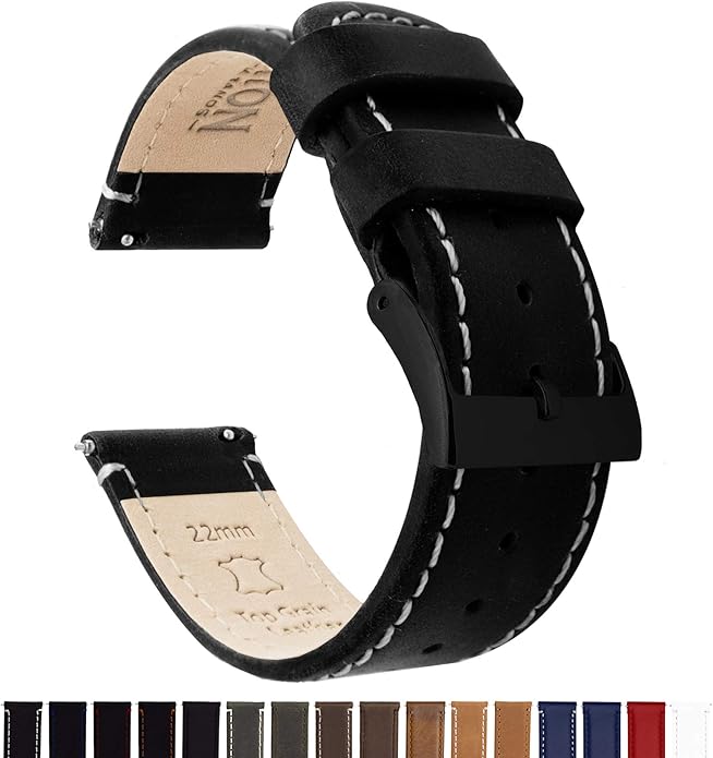 BARTON WATCH BANDS - Top Grain Leather Watch Bands Compatible with Apple Watch Models - 1, 2, 3, 4, 5, 6, 7, 8, 9, 10, SE, Ultra & Ultra 2