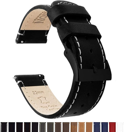 BARTON WATCH BANDS - Top Grain Leather Watch Bands Compatible with Apple Watch Models - 1, 2, 3, 4, 5, 6, 7, 8, 9, 10, SE, Ultra & Ultra 2