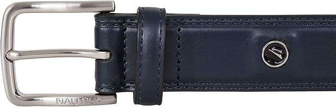 Nautica Men's Dress Leather Belt for Suits and Pants | Classic | Business | Fashion | Adjustable | Metal Buckle