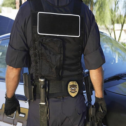 Police Badge Holder,Cowhide Universal Badge Holders with Metal Clip and Chain, Law Enforcement Gift, Elliptical