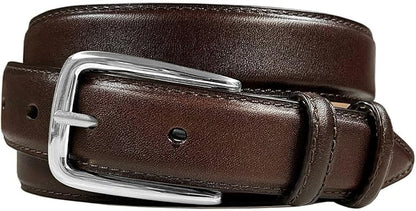 Andrew/Armando - Dress Belt Solid Brass Buckle (Gold & Silver) Genuine Full-Grain Cowhide Leather Belt 1-1/8"(30mm) Wide