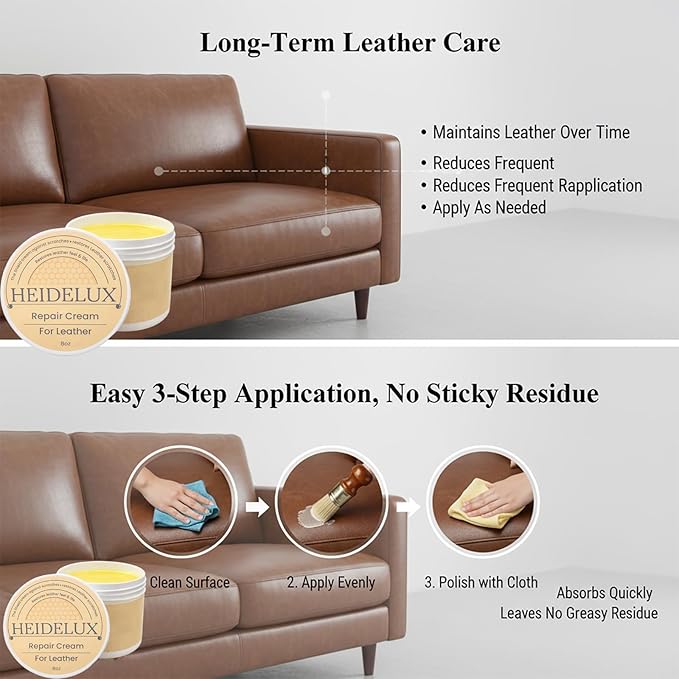 Leather Restore Cream – Leather & Furniture Restoration Salve, Leather Scratch Polish Remover, Easy & Fast to Use, Long-Lasting Protector, Conditioner & Cleaner for Couch, Car Seat, Boots