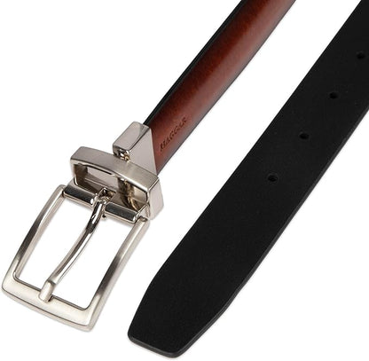 Haggar Men's 2-in-1 Reversible Leather Belt for Dress Pants, Suits, Khakis - Classic, Business Casual, Formal, Work
