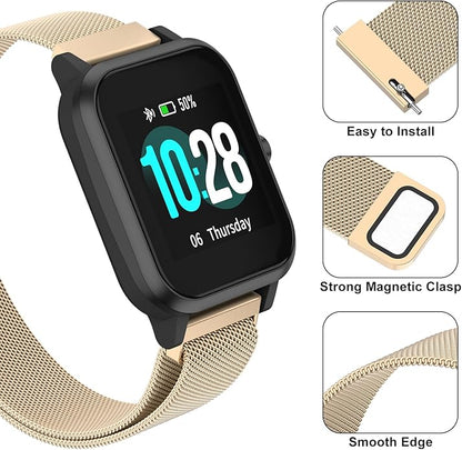 Vanjua 18mm 19mm 20mm 22mm Watch Band Quick Release Replacement Wristbands, Stainless Steel Metal Mesh Loop Adjustable Magnetic Replacement Straps Bands for Men Women