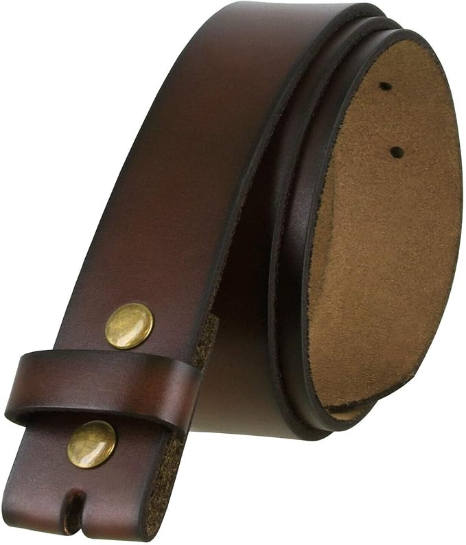 Men's Replacement Belt Strap 100% Genuine Leather Plain Casual Belt Strap with Snaps 1-1/2"(38mm) Wide