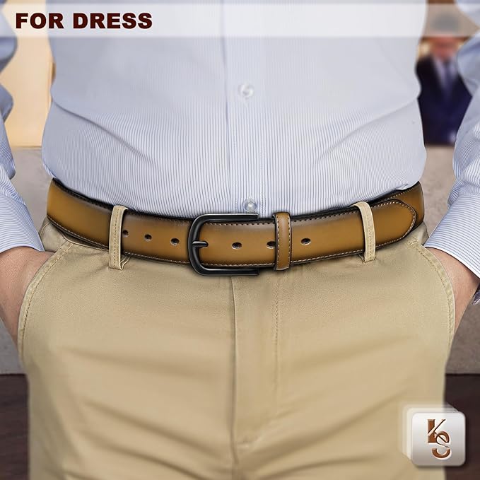 KEMISANT Men Belt-Genuine Leather Belt for Men Dress Casual Golf Jeans 1 3/8"