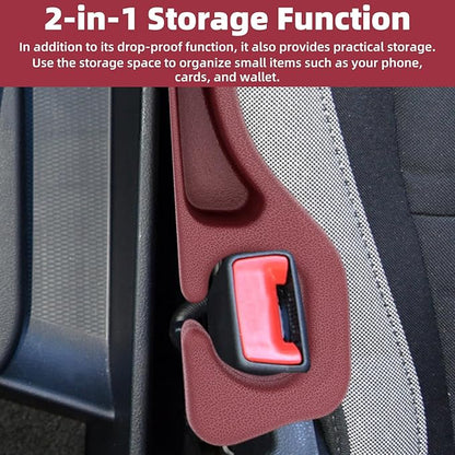 Penitue 2pcs Car Seat Gap Filler, No Drop Guard Universal Gap Organizer Between Seat and Console Prevents Phone Keys Cards Falling (Red)