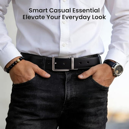LMUGOOS 3 Pack Mens Belt Reversible Genuine Leather Belts - Adjustable & Cuttable 1.2" for Dress, Business, Casual & Jeans